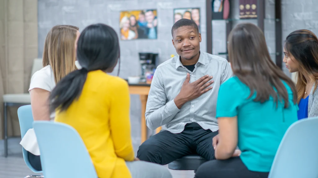 Employees talking about mental health