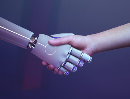 Robot handshake with human suggesting future of AI and human partnership in pakistan